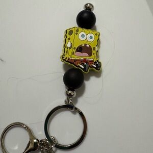 SpongeBob Keychain with Black Beads